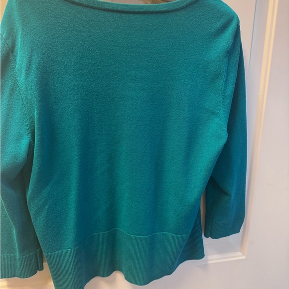White House Black Market Teal Button-Back Cardigan - Picture 2 of 4
